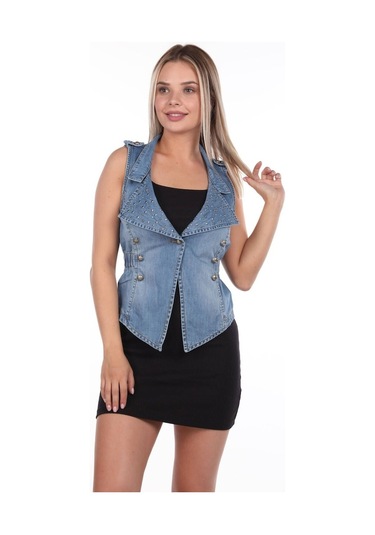 Blue White Kadın Kot Yelek 14Wy10