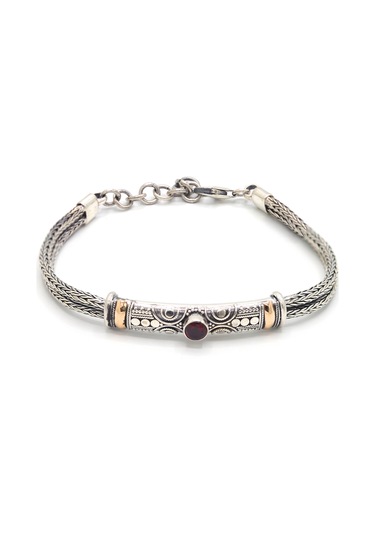 Yakut Taşlı 925 Ayar Saf Gümüş Hasır Zincir Unisex 2'li Set 201023670