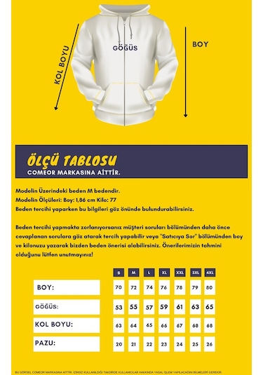 Comeor Kanguru Cepli Kapüşonlu Fermuarlı İçi Pamuklu Erkek Sweatshirt Gri
