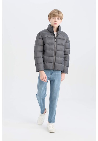 DeFacto Erkek Çocuk Su İtici Fermuarlı Cepli Basic Düz Şişme Mont D5900A825SPAR58