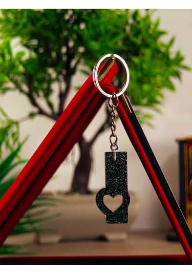 Harfli Anahtarlık Epoksi Kişiye Özel Yapım El Yapımı Harf Anahtarlık Kalp Model Özel Tasarım Hediyelik Ürün Kalp Desenli Simli Anahtarlık Altın