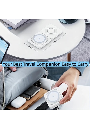 Topshop1 2 Adet Beyaz 3ü 1 Arada Fonksiyonlu Katlanabilir Kablosuz Şarj Cihazı İphone İwatch Uyumlu Hızlı Şarj Tabanı Taşınabilir Şarj Aleti