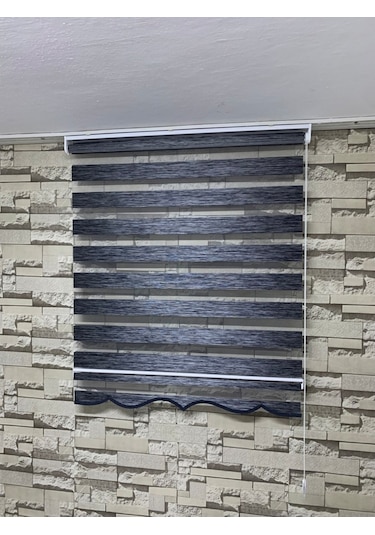 Antrasit Gri Renk Bambu Zebra Perde (Etekli)