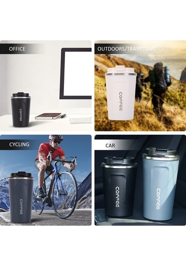 Ulzyvf Paslanmaz Çelik Seyahat Kahve Termosu - Sızdırmaz Koyu Mavi, Taşınabilir Koyu Mavi