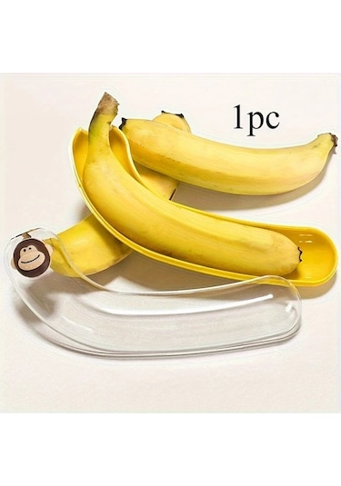 Fochsia Sarı Yeniden Kullanılabilir Muz Saklama Kabı Çevreci Kapaklı Piknik Seyahat Sarı