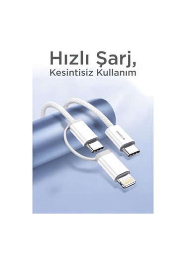 Torima U16 2 İn 1 Type-C To Type-C And Ligthning 100 CM 65 W Hızlı Şarj Ve Data Kablosu