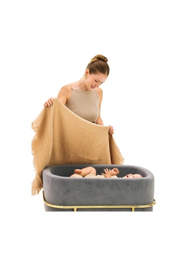 Miniboni Müslin Bebek Battaniyesi 100x120 Cm Bej