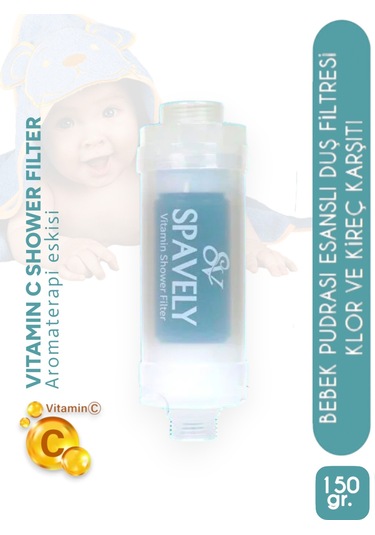 Spavely Bebek Pudrası Duş Başlığı Filtresi Arıtması Güney Kore Menşei Klor Kireç Karşıtı Hoş Kokulu 150 Gr Beyaz