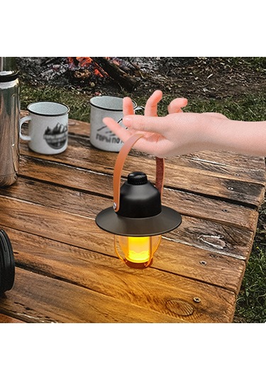 Kamp Çadırı Işık Taşınabilir Led Kamp Fener Su Geçirmez Siyah Siyah