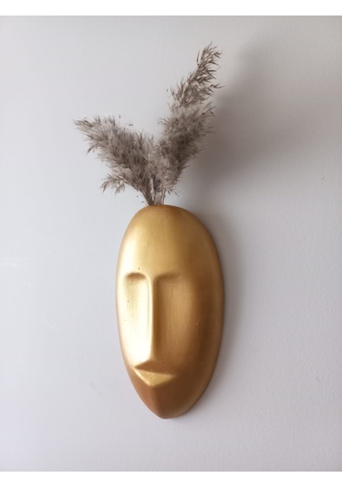Dekoratif Mask Duvar Vazosu, Duvar Dekoru ,heykel Duvar Süsü,gold