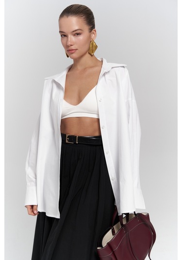 Phoebe Oversize Beyaz Gömlek Beyaz