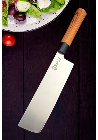 Japon Nakiri Şef Bıçağı Uzak Doğu Şef Bıçak Kahverengi