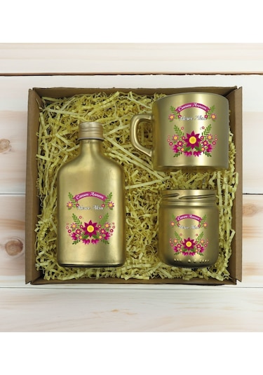 Bk Gift Kişiye Özel İsimli Dtf Anne Temalı Gold Kahve Fincanı & Kolonya & Mum Hediye Seti-6, Anneye Hediye, Anneler Günü Hediyesi Kobitmeyencom30950 B