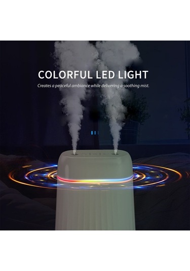 Novahub 1l Usb Beyaz 2 Püskürtmeli Sessiz Nemlendirici - Led Gece Lambası, Otomatik Kapanma