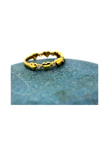 Kalp Sadakat Yemini (Pırlanta)Taşlı 14 Ayar Altın Sıralı Alyans Y