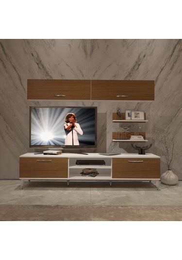 Decoraktiv Eko 5 Mdf Dvd Silver Tv Ünitesi Tv Sehpası Beyaz - Ceviz