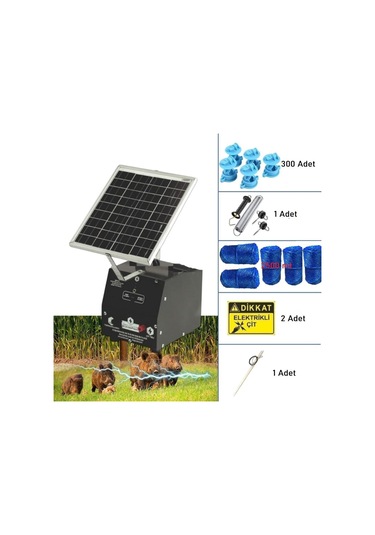 Pars P2518/2500d Güneş Enerjili Ve Akülü Elektrikli Hazır Çit Sistemi Demir İzolatörlü