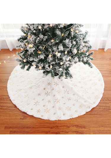 Qingmipy Yumuşak Kar Tanesi Desenli Noel Ağacı Eteği - 31 İnç Beyaz Peluş Dekor Çok Renkli