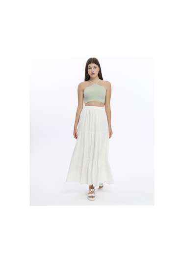 Eva Uzun Etek-3227 Ekru