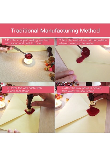 Kartlar, Zarflar, Davetiyeler, Şarap Paketleri, Düğün Mektupları İçin Mühürleme Mum Çubukları İle Klasik Mühür Mum Damgası Seti - Stil M