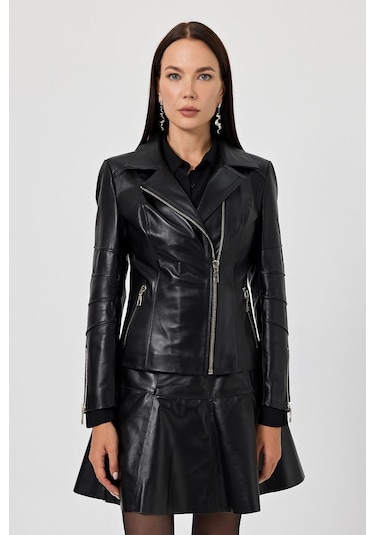 Diana Siyah Kadın Deri Mont Siyah