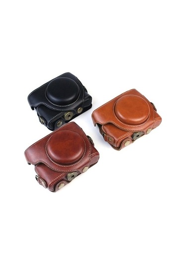 Pazly Sony Rx100m7/rx100m6/rx100m5/rx100m4/rx100m3/rx100m2/rx100m1 Pu Deri Vintage Kamera Çantası Siyah Omuz Askılı
