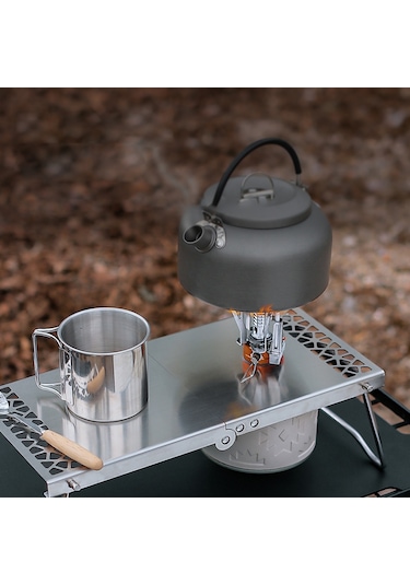 Wezone Dış Mekan Çelik Katlanabilir Tablo - Hafif, Taşınabilir, 35cm Genişlik, Çanta İçerir Gümüş