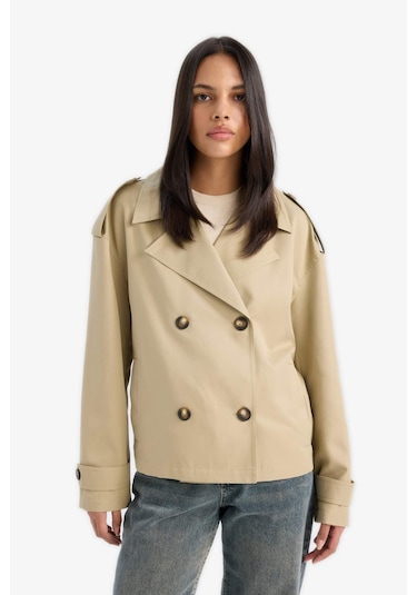 Defacto Regular Fit Cepli Kemerli Kısa Trençkot E8581ax25aukh405 Haki Defacto Regular Fit Cepli Kemerli Kısa Trençkot E8581ax25aukh405 Haki