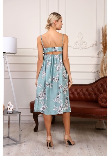 Aymeravm - Sırt Dekolteli Ip Askılı Desenli Kadın Elbise - Kn... (547454546)