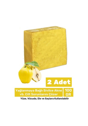 %100 Doğal Güzel Kokulu El Yüz Saç Vücut Cilt Orijinal Bitkisel Ayva Çekirdeği Sabunu 100g - 2 Adet