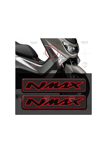 Yamaha Nmax Kırmızı Kabartmalı Motosiklet Sticker 2 Adet Yüksek K