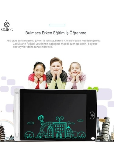 8,5 İnç Lcd El Yazısı Tableti Lcd Elektronik Kara Tahta Renkli Vurgulama Açık Mavi