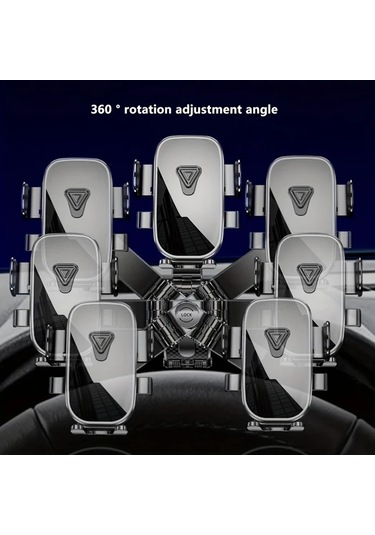 Xuweiwei 1 Adet Siyah Evrensel Araba Telefon Tutucu 360 Derece Dönebilen Karbon Fiber Desenli Şok Emici Abs Çok Fonksiyonlu Navigasyon Tutucu