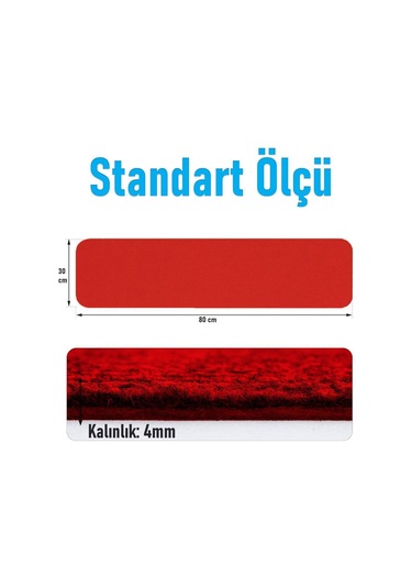Halifleks Yapışkan Tabanlı Merdiven Basamak Paspası Rip Halı Kaymaz Tabanlı / Adet Olarak Satılır Bayrak Kırmızı