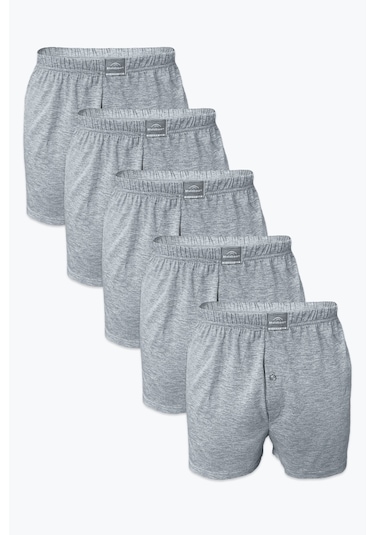 Malabadi Erkek Gri 5 Li Geniş Kalıp Büyük Beden Boxer %100 Pamuk Battal Boy Mb2400 4xl/5xl/6xl/7xl Gri