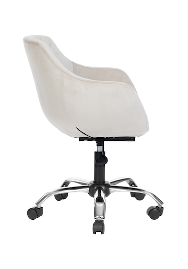 Krom Metal Ayaklı Ofis Çocuk Odası Çalışma Sandalyesi Monoko Bej