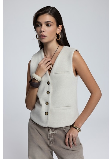 Mai Collection Mai Studios Co. Pace Bej Kısa Yelek Bej