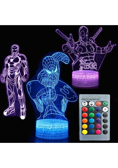 Wealthglow 3d Gece Lambası Dokunmatik Masa Lambası Süper Kahraman Sgp594 Siyah