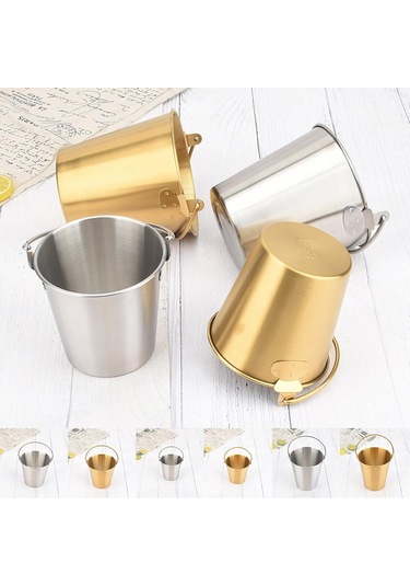 Gümüş Bar Dekor Küçük Kova Buz Kovası Parti Şeker Saklama 1800ml Gümüş