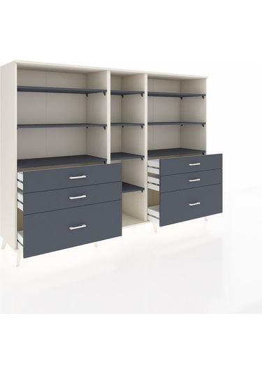 Hyperion Dolap 10 Raflı 6 Çekmeceli 220x44x163 Aytaşı-antrasit Aytaşı-antrasit