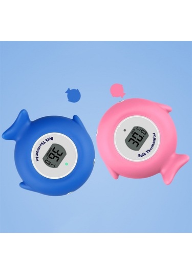 Sones 2 Adet Küçük Balık Bebek Banyo Elektronik Termometresi Küvet Havuz Su Termometresi Mavi