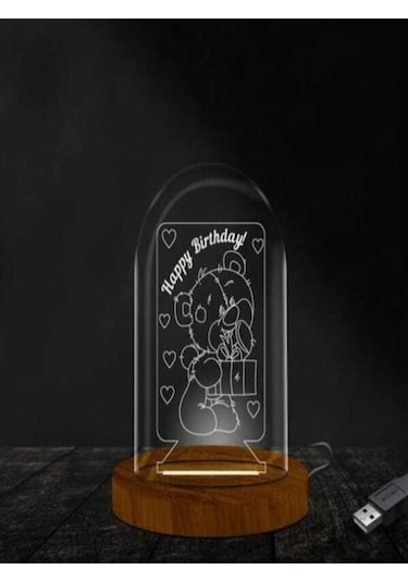 Happy Birthday Fanus Lamba 3 Boyutlu Ofiste Ve Ev Dekorasyonu Ele Ahşap