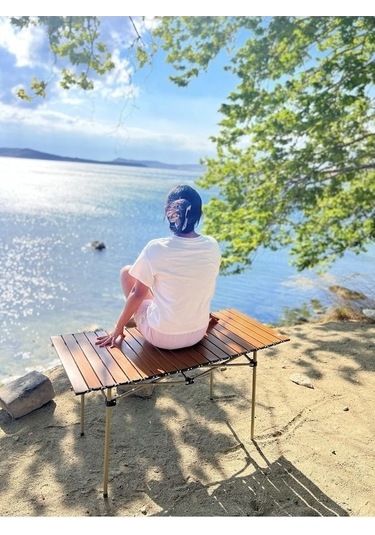 Ankatek Alüminyum Kamp Masası Xl Katlanabilir 95x 55 X 50cm Kahverengi Kahverengi Kahverengi