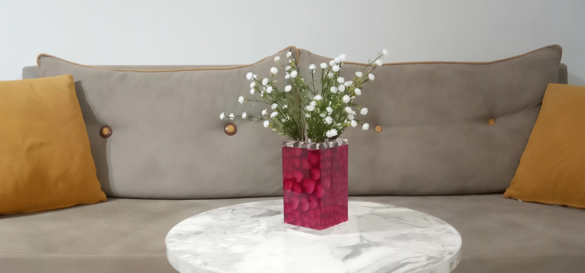 2 Adet Vazo Dahil,vazoda Çiçek,beyaz Yapay Çiçek,vazo Dekoratif Kalpli 7x7x17cm Çok Renkli