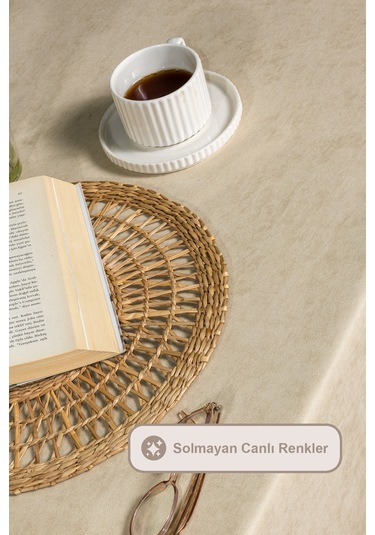 Elart Soft Kadife Masa Örtüsü Dikdörtgen 150x220 Cm Taş Taş