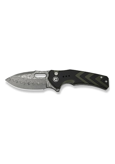 Civivi Vexron Milled Black & Green G10 Handle Damascus Blade Kamp Çakı Siyah - Yeşil