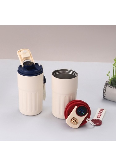 Pazly 316 Paslanmaz Çelik Araba Kahve Fincanı Termos Beyaz Beyaz