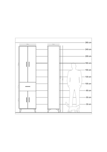 Hyperion Dolap 5 Raflı Tek Çekmeceli 4 Kapaklı 60x44x243 Aytaşı-antrasit Aytası