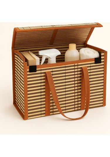 Bambu Desenli Kapaklı Saklama Kutusu Seti 30x20x19 Cm Karışık Renk