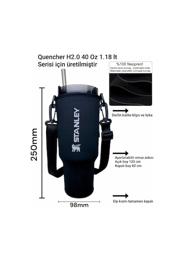 Stanley Quencher Pipetli Kulplu 1,18 Lt. Uyumlu Omuz Askılı Neopren Termos Koruma Kılıfı